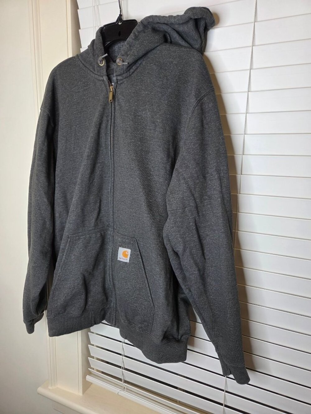Mens Carhartt Gray Full Zip Hoodie Loose Fit L Cotton Blend Comfort Heavy Soft - Picture 8 of 8
